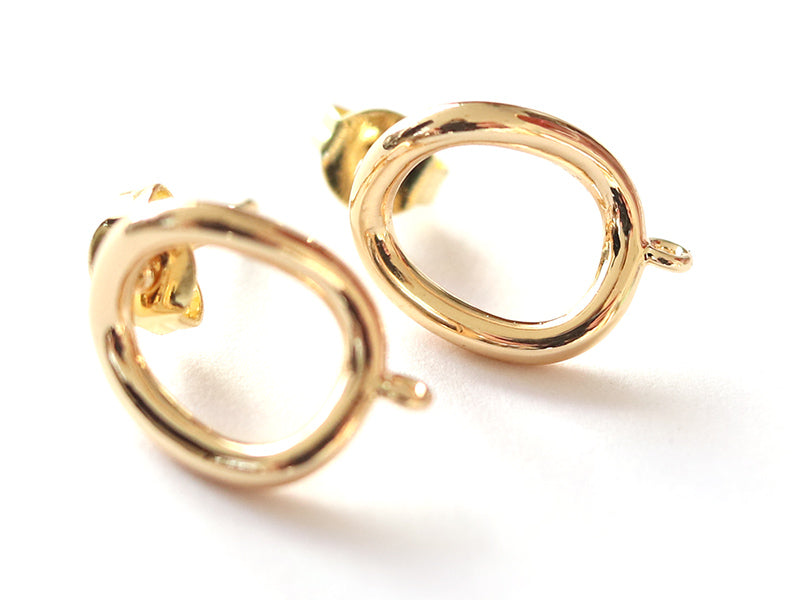 achat Paire de boulcles d'oreilles cercle - doré à l'or fin 18K - 13 mm