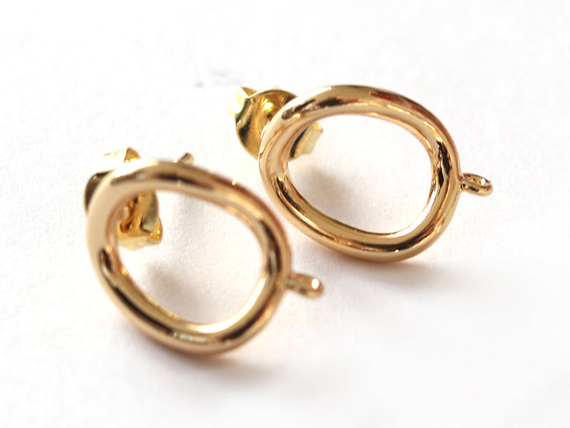 Achat Paire de boulcles d'oreilles cercle - doré à l'or fin 18K - 13 mm
