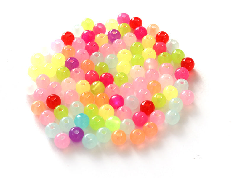achat 100 perles en plastique rondes 6 mm - multicolores