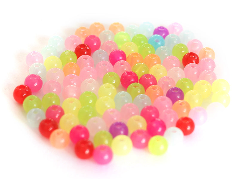 achat 100 perles en plastique rondes 6 mm - multicolores