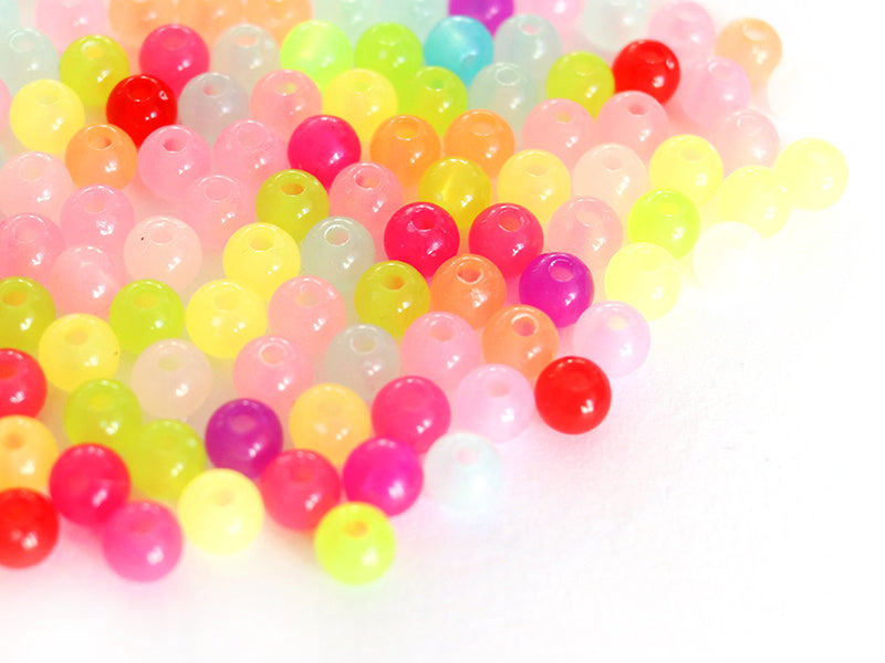 achat 100 perles en plastique rondes 6 mm - multicolores