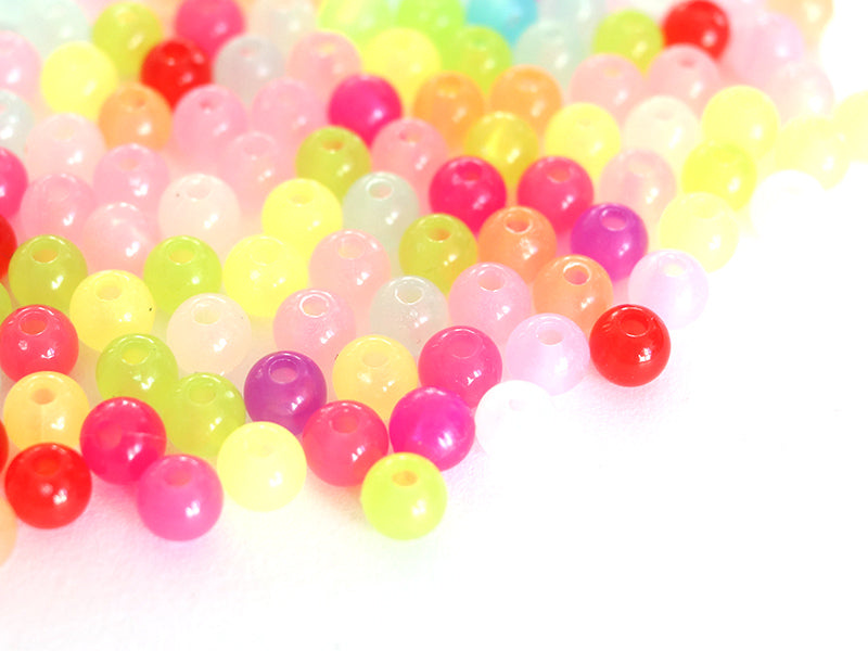 achat 100 perles en plastique rondes 6 mm - multicolores