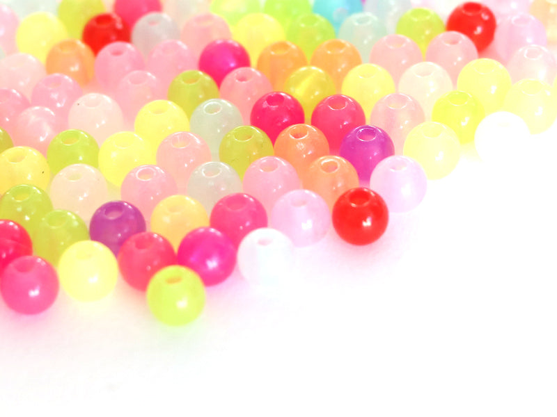 achat 100 perles en plastique rondes 6 mm - multicolores