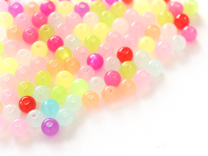 achat 100 perles en plastique rondes 6 mm - multicolores