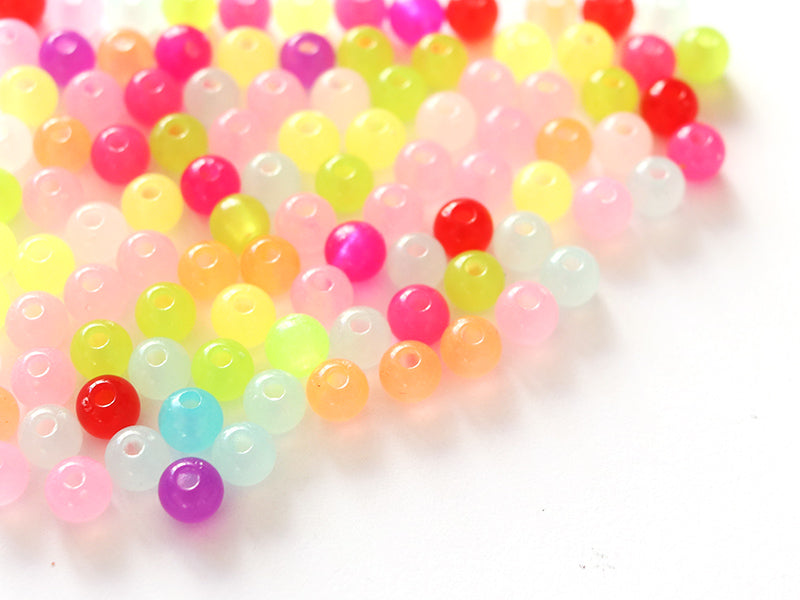 achat 100 perles en plastique rondes 6 mm - multicolores