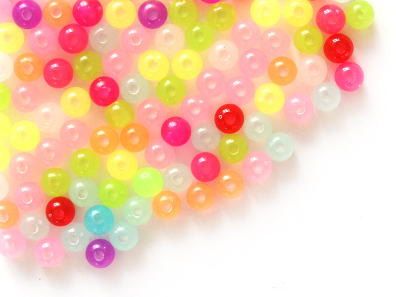 achat 100 perles en plastique rondes 6 mm - multicolores