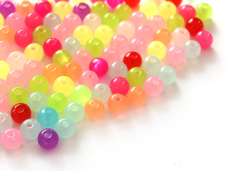 achat 100 perles en plastique rondes 6 mm - multicolores