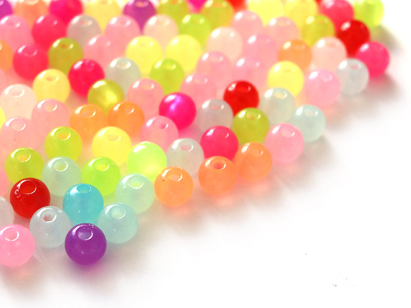achat 100 perles en plastique rondes 6 mm - multicolores