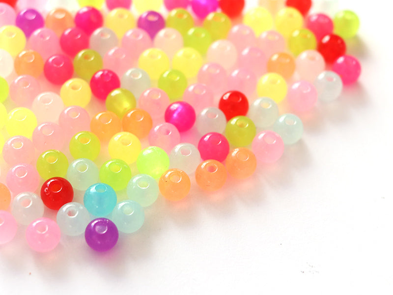 achat 100 perles en plastique rondes 6 mm - multicolores