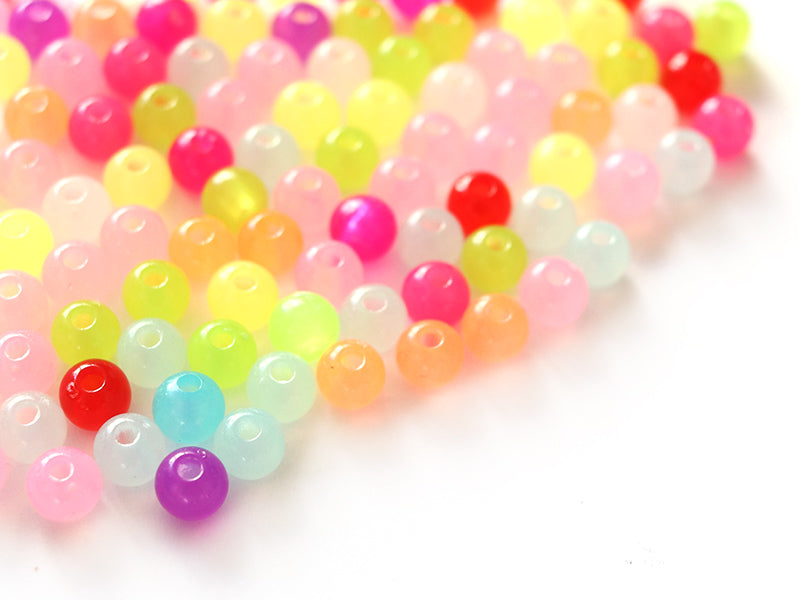 Achat 100 perles en plastique rondes 6 mm - multicolores