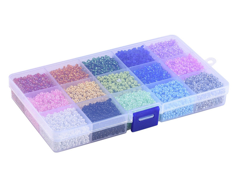 Achat Boite de 15 couleurs de rocailles - 3mm