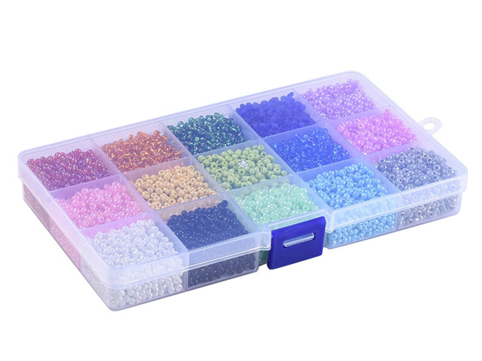 Achat Boite de 15 couleurs de rocailles - 3mm