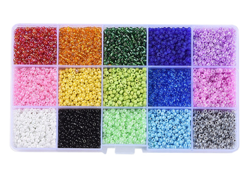 Achat Boite de 15 couleurs de rocailles - 3mm