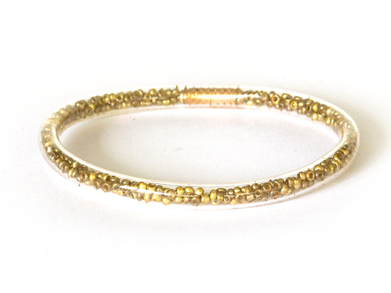 Achat Bracelet jonc bouddhiste fantaisie - doré - perles de rocailles