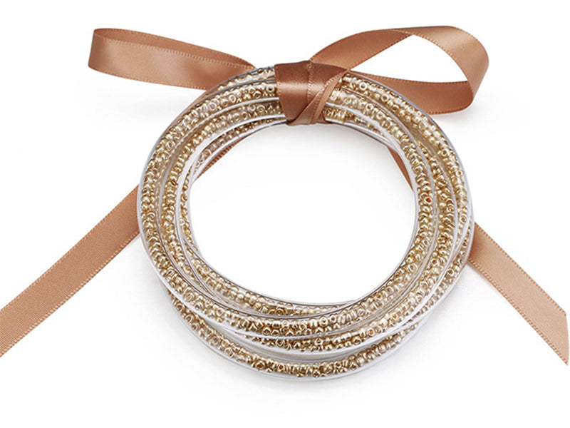 achat Bracelet jonc bouddhiste fantaisie - doré - perles de rocailles