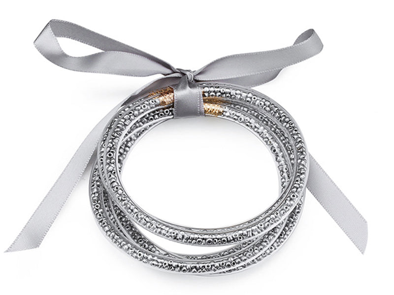 achat Bracelet jonc bouddhiste fantaisie - argenté - perles de rocailles
