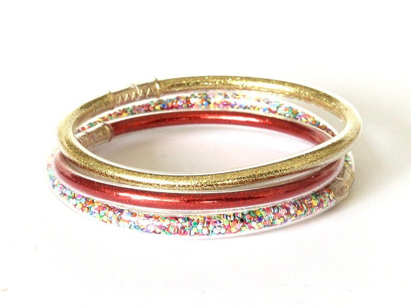 achat Bracelet jonc bouddhiste fantaisie - rouge bordeaux - paillettes fines