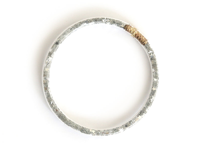 Achat Bracelet jonc bouddhiste fantaisie - argenté - paillettes étoiles