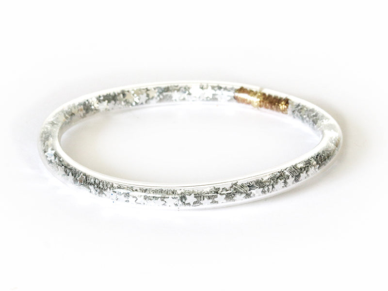 Achat Bracelet jonc bouddhiste fantaisie - argenté - paillettes étoiles