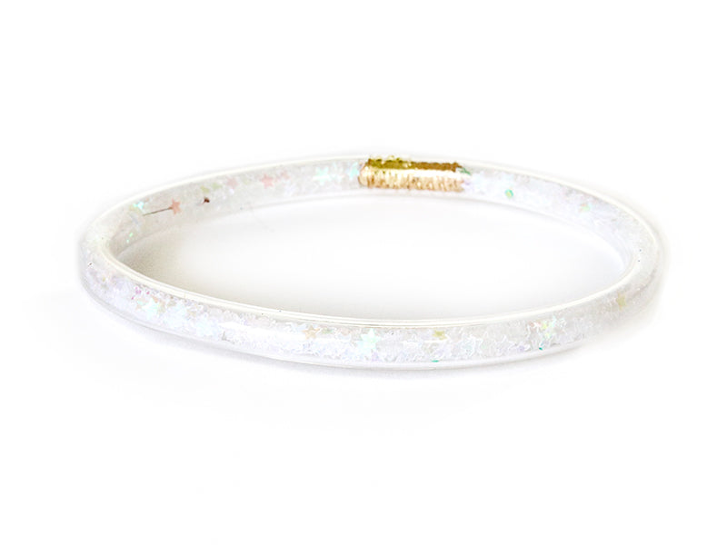 Achat Bracelet jonc bouddhiste fantaisie - blanches - étoiles irisées