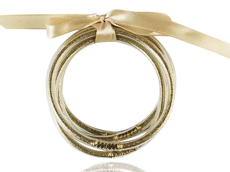 achat Bracelet jonc bouddhiste fantaisie - doré champagne - paillettes fines
