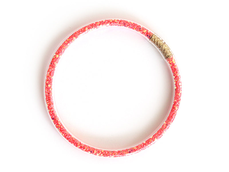 Achat Bracelet jonc bouddhiste fantaisie - rose fluo corail - grosses paillette