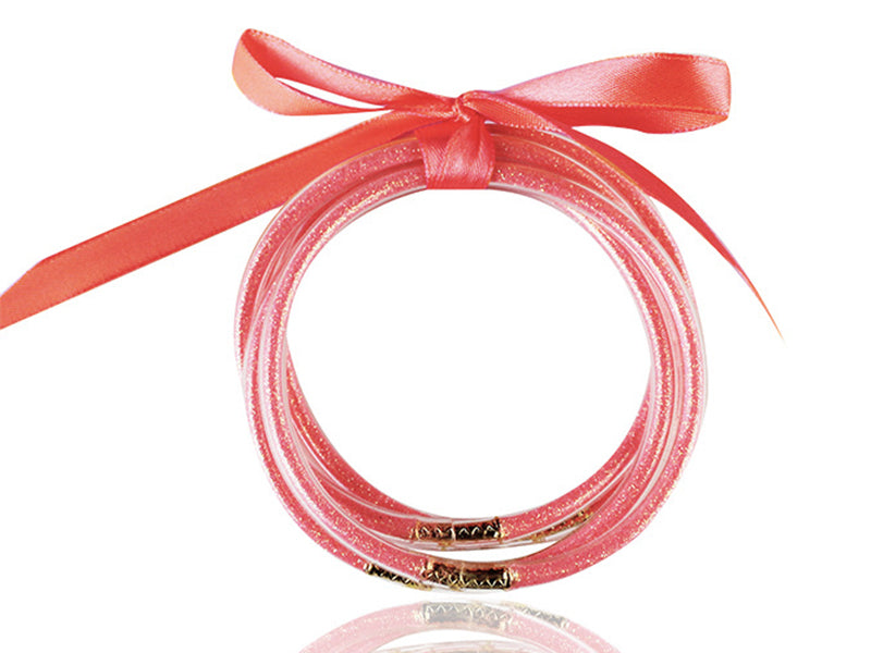 achat Bracelet jonc bouddhiste fantaisie - rose fluo corail - grosses paillette