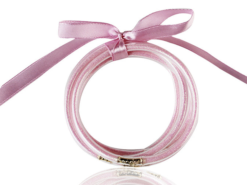 achat Bracelet jonc bouddhiste fantaisie - rose pâle - paillettes fines