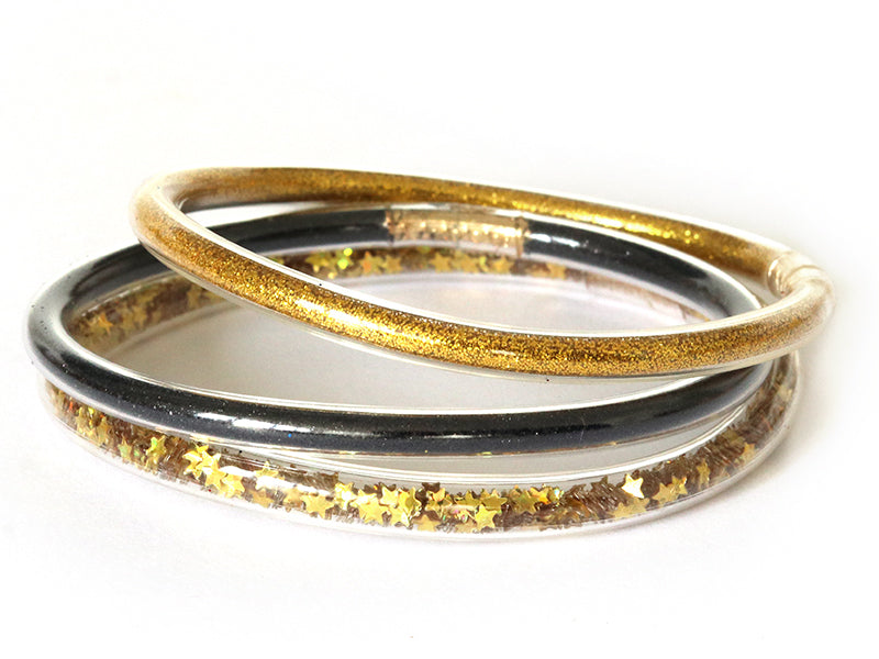 achat Bracelet jonc bouddhiste fantaisie - doré - paillettes étoiles