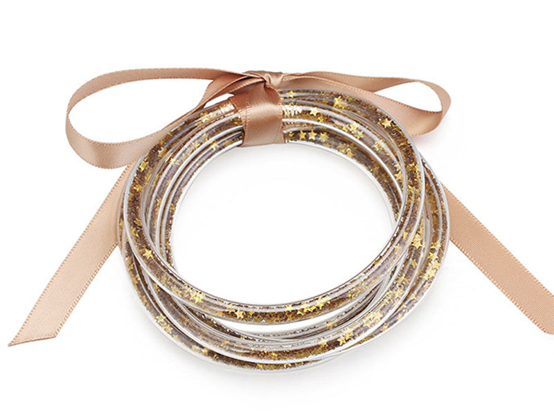 achat Bracelet jonc bouddhiste fantaisie - doré - paillettes étoiles