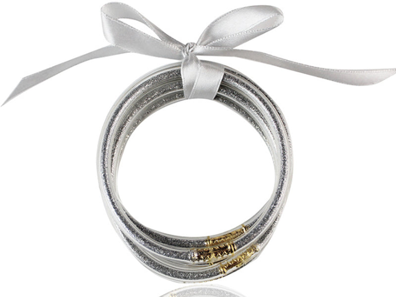 achat Bracelet jonc bouddhiste fantaisie - argenté - fines paillettes