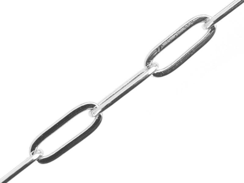 achat Chaine trombone 11 x 4 mm - laiton flashé argent 925 - qualité premium