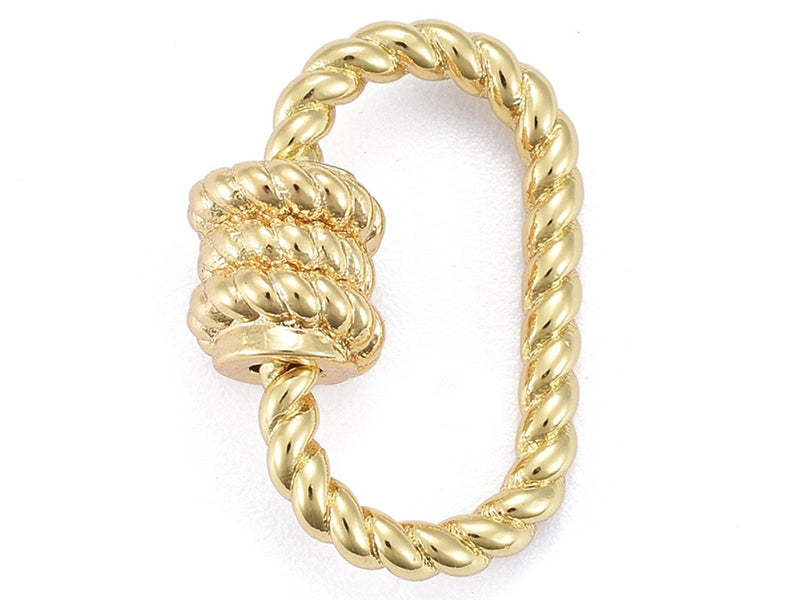 Achat Fermoir mousqueton à visser ovale effet corde - 19 x 13 mm - doré