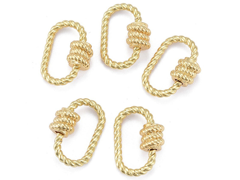Achat Fermoir mousqueton à visser ovale effet corde - 19 x 13 mm - doré