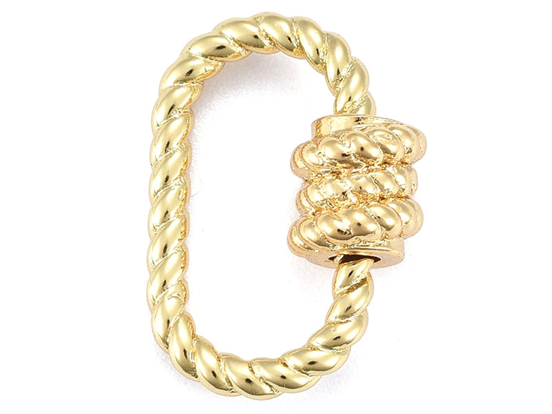 achat Fermoir mousqueton à visser ovale effet corde - 19 x 13 mm - doré