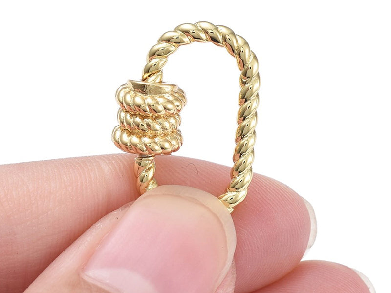 achat Fermoir mousqueton à visser ovale effet corde - 19 x 13 mm - doré