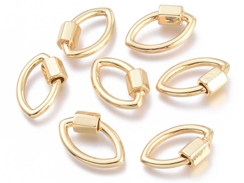 Achat Fermoir mousqueton à visser forme oeil - 19 x 12 mm - doré à l'or fin 18 K