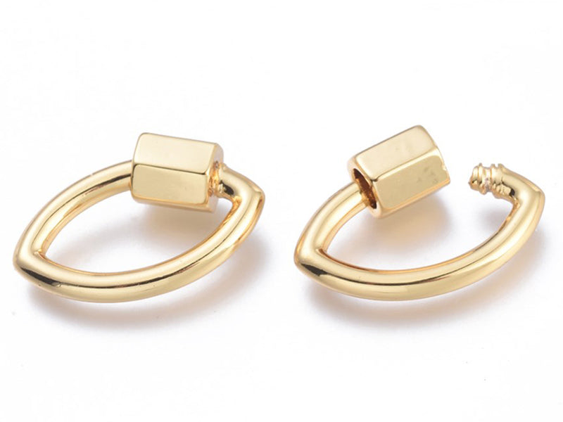 achat Fermoir mousqueton à visser forme oeil - 19 x 12 mm - doré à l'or fin 18 K