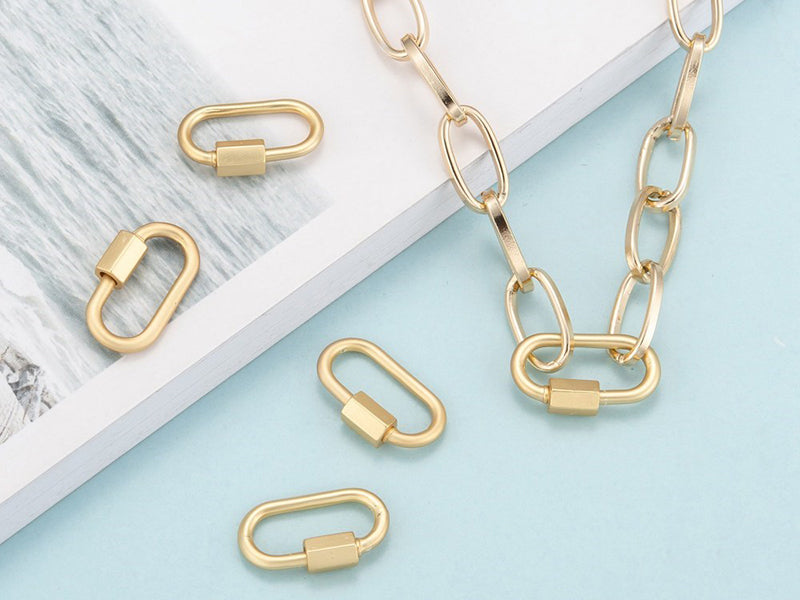 achat Fermoir mousqueton à visser - 20 x 10 mm - doré à l'or fin mat 18 K