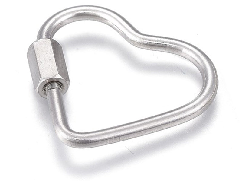 Achat Fermoir mousqueton à visser - coeur - 21,5 x 24 mm - acier inoxydable argenté