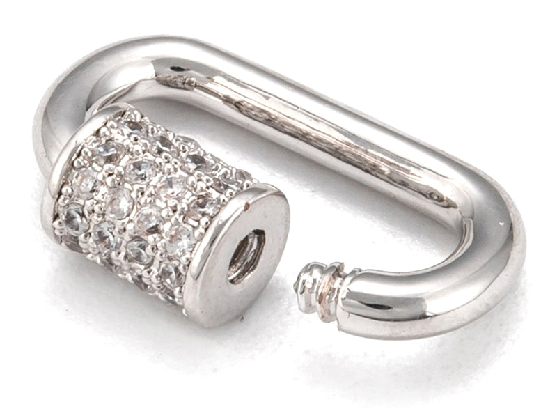 Achat Fermoir mousqueton à visser - 17x 10 mm - flash platine et incrusté de cubic zirconia
