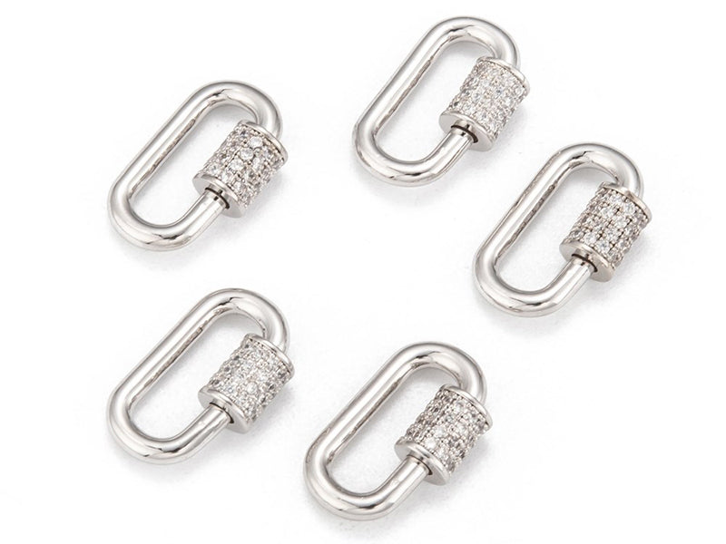 achat Fermoir mousqueton à visser - 17x 10 mm - flash platine et incrusté de cubic zirconia