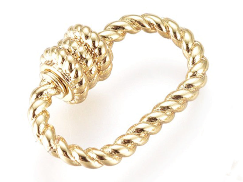 Achat Fermoir mousqueton à visser ovale effet corde - 10 x 14 mm - doré