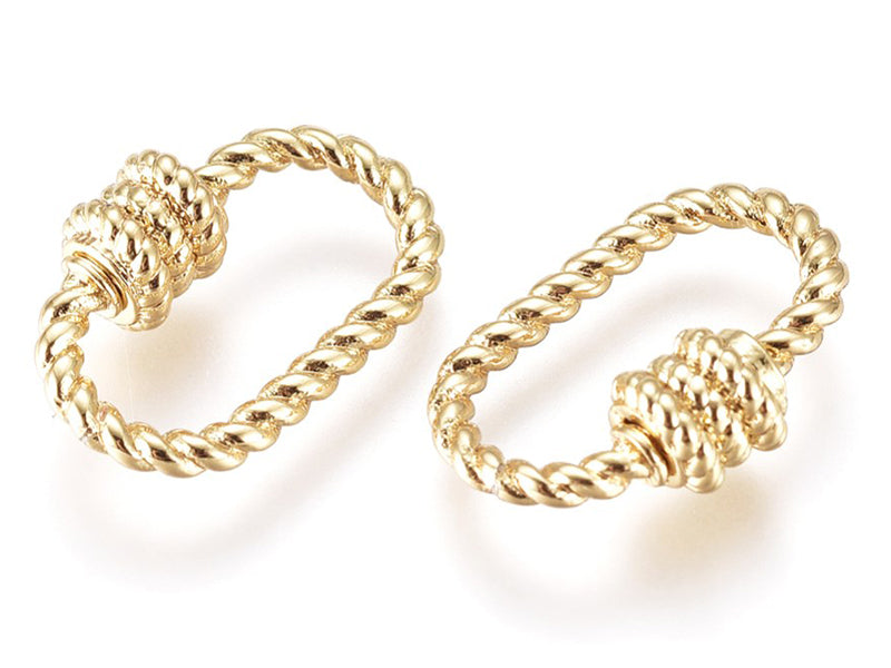 achat Fermoir mousqueton à visser ovale effet corde - 10 x 14 mm - doré