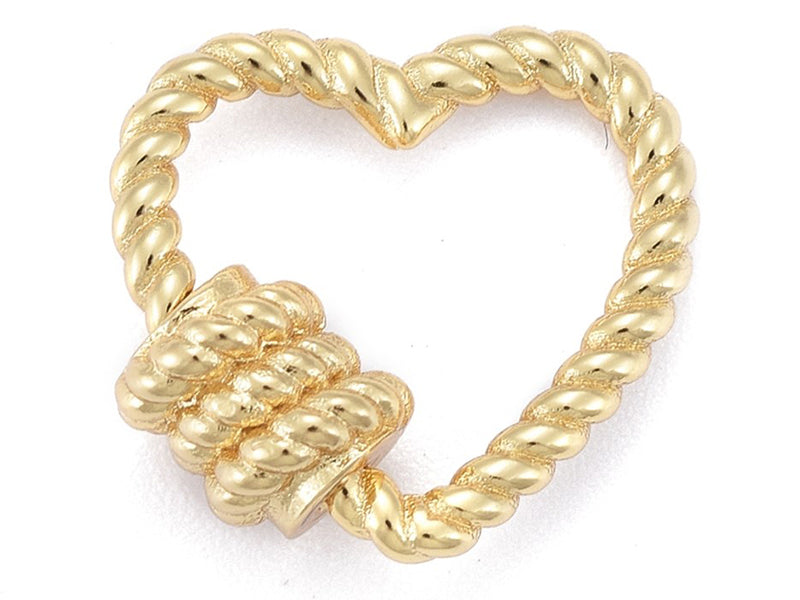 Achat Fermoir mousqueton à visser cœur effet corde - 16 x 17 mm - doré