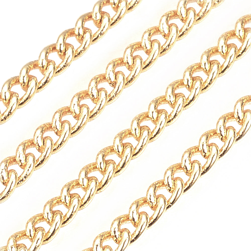 achat Chaine gourmette 2,5 x 2 mm - doré à l'or fin 18 K x 20 cm