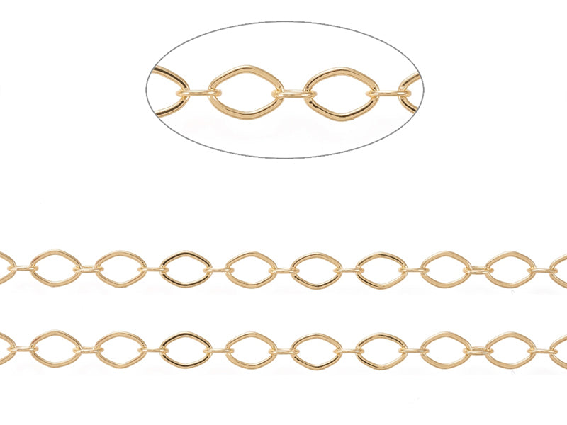 achat Chaine maillons losange 8 x 6 mm - doré à l'or fin 18 K x 20 cm