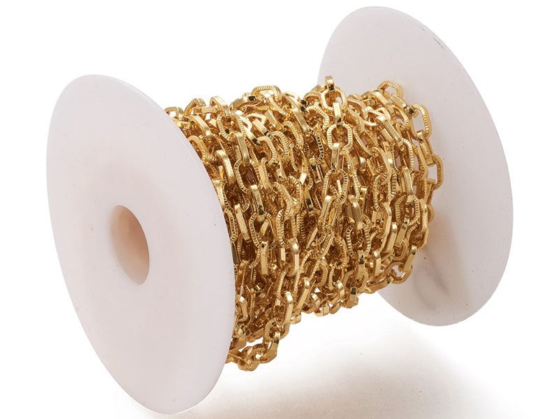 Achat Chaîne forçat texturée - 8x5 mm - doré à l'or fin 18 K x 20 cm