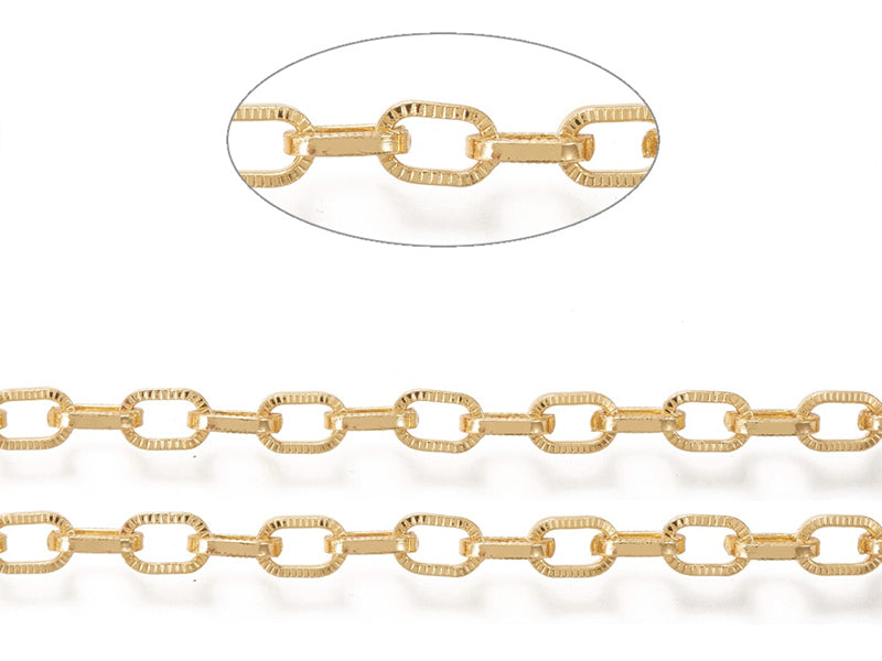 achat Chaîne forçat texturée - 8x5 mm - doré à l'or fin 18 K x 20 cm