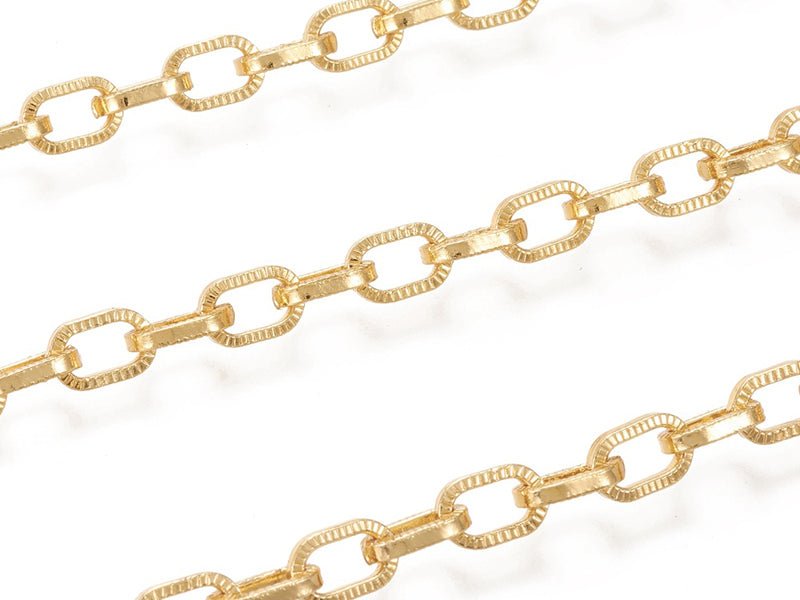 achat Chaîne forçat texturée - 8x5 mm - doré à l'or fin 18 K x 20 cm